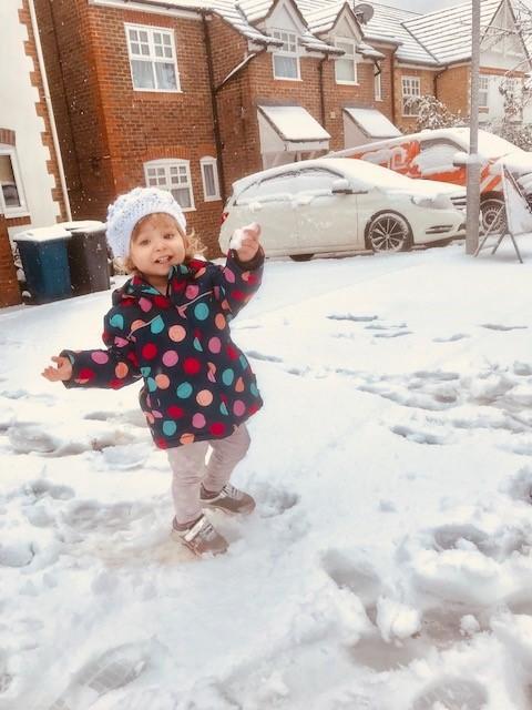 Fabricio Consonni, from Wheelers Park, sent in this picture of daughter Nathally seeing snow for the first time