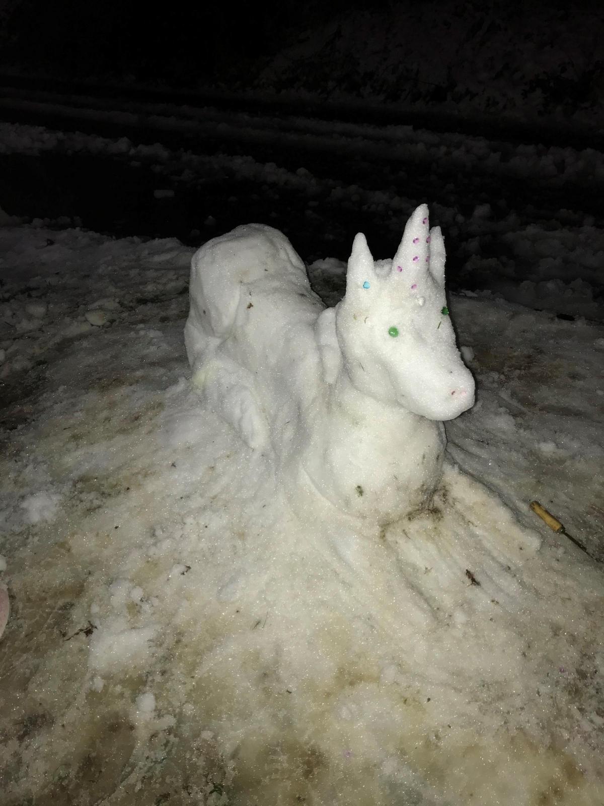 Snow unicorn from Hailey Kirkwood